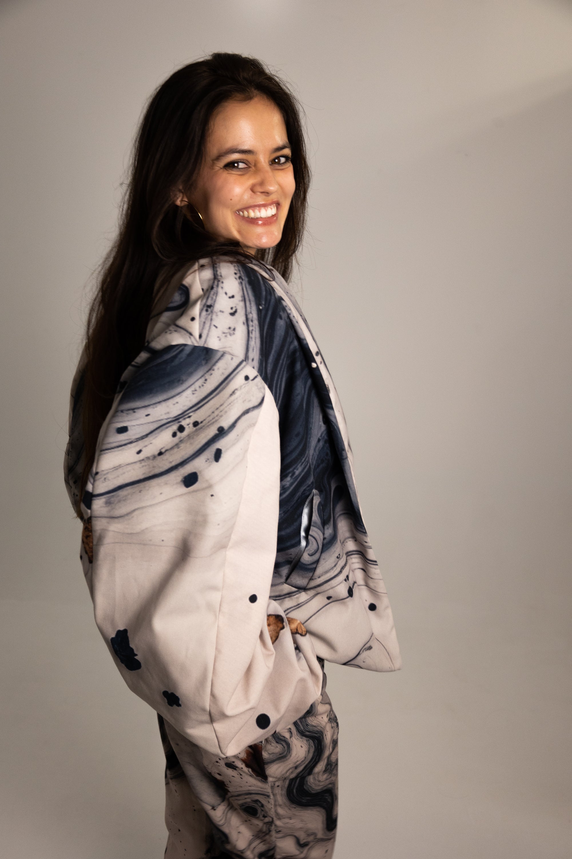 Oversized Printed Blazer