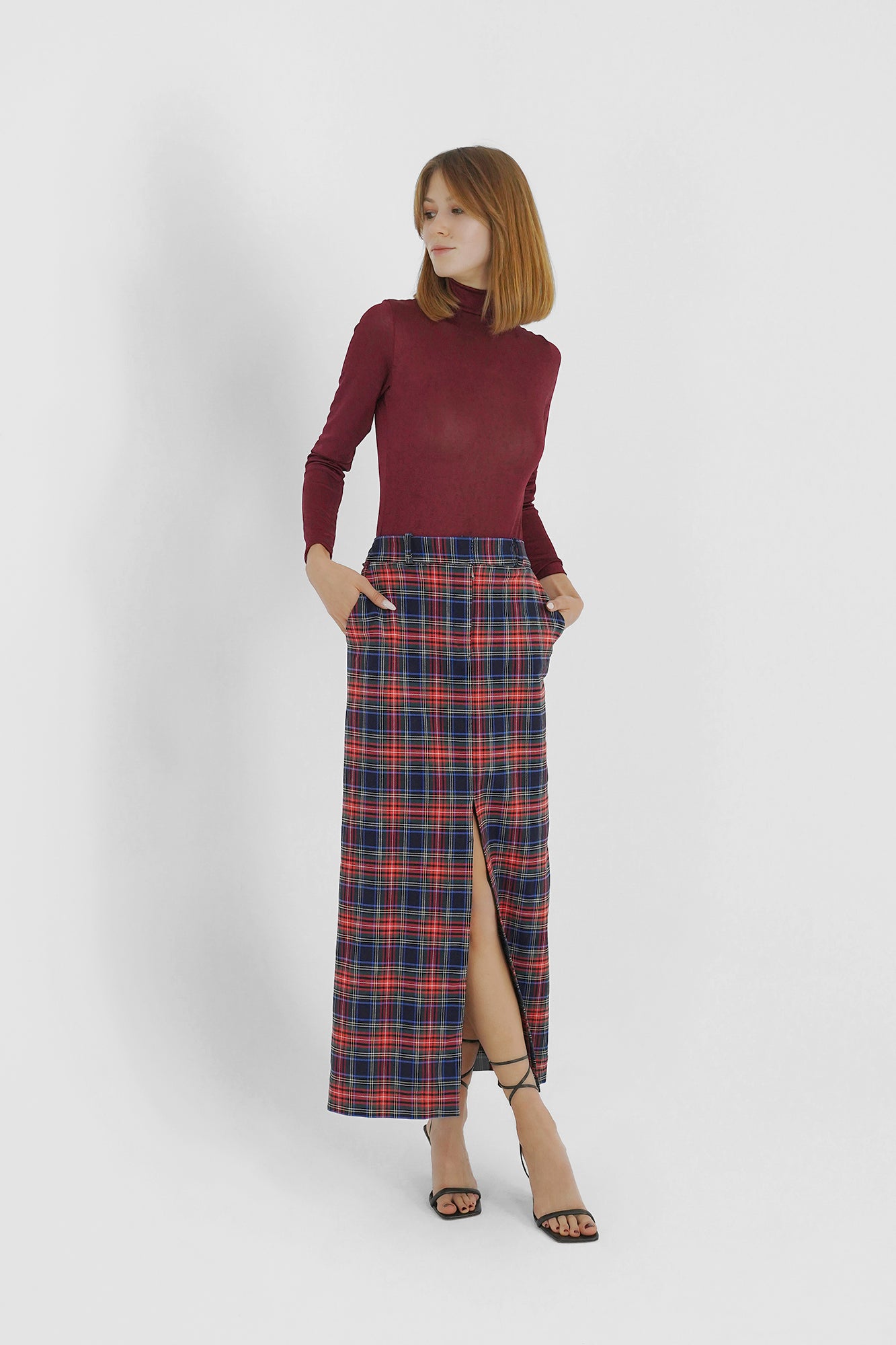 Tartan Check Pencil Skirt