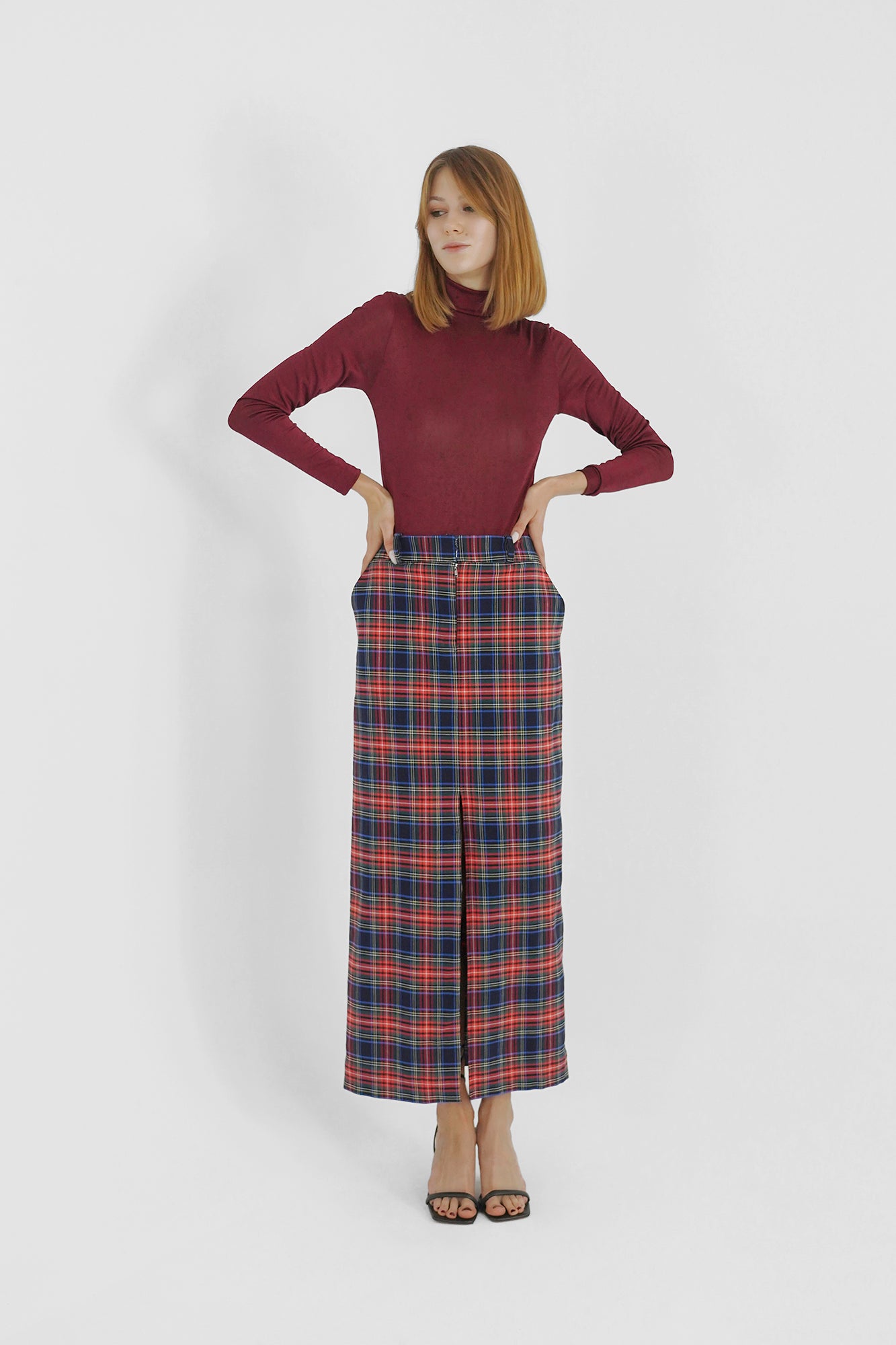 Tartan Check Pencil Skirt