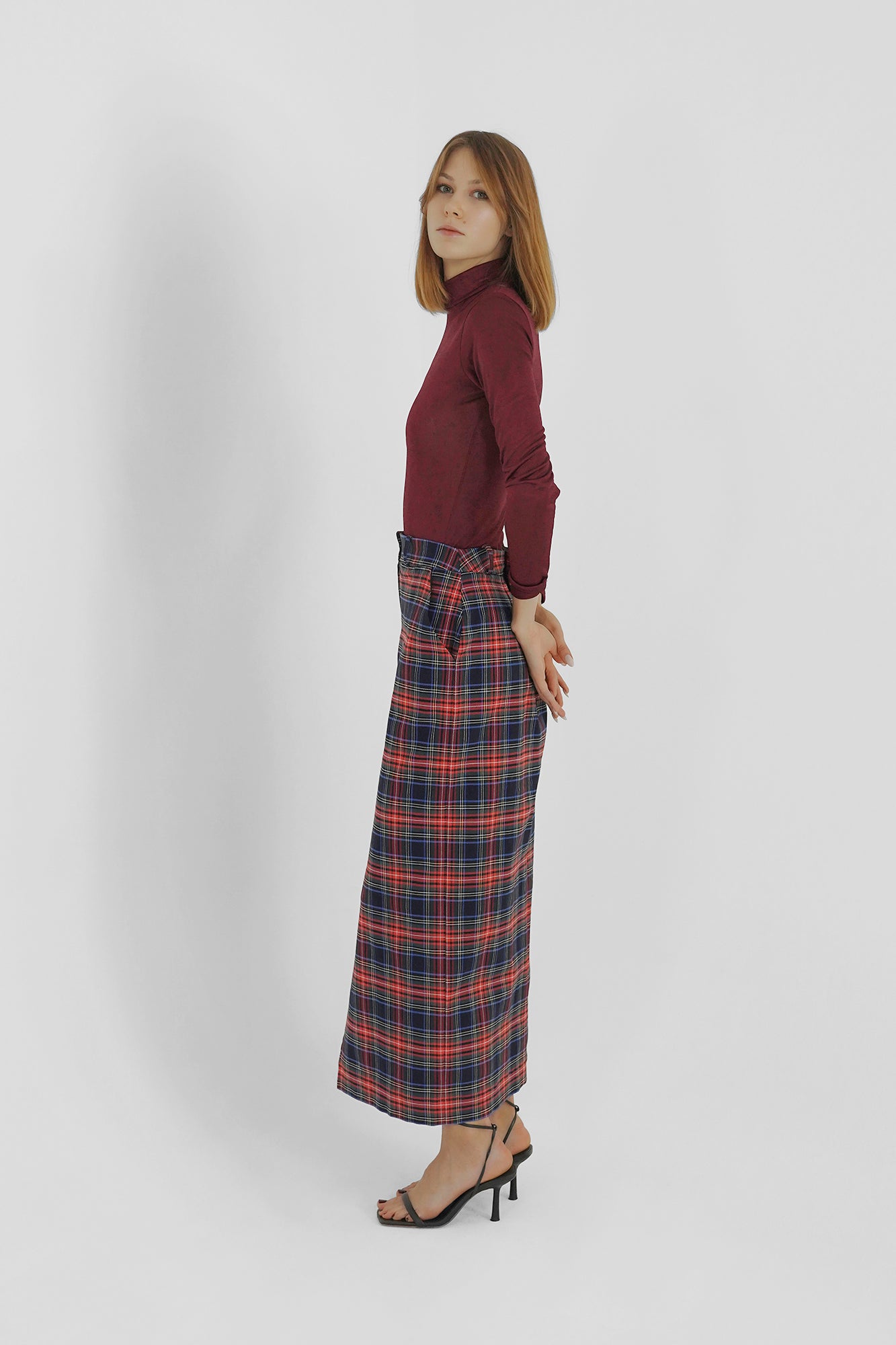Tartan Check Pencil Skirt