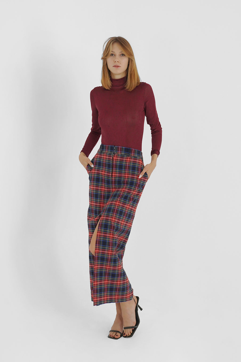 Tartan Check Pencil Skirt