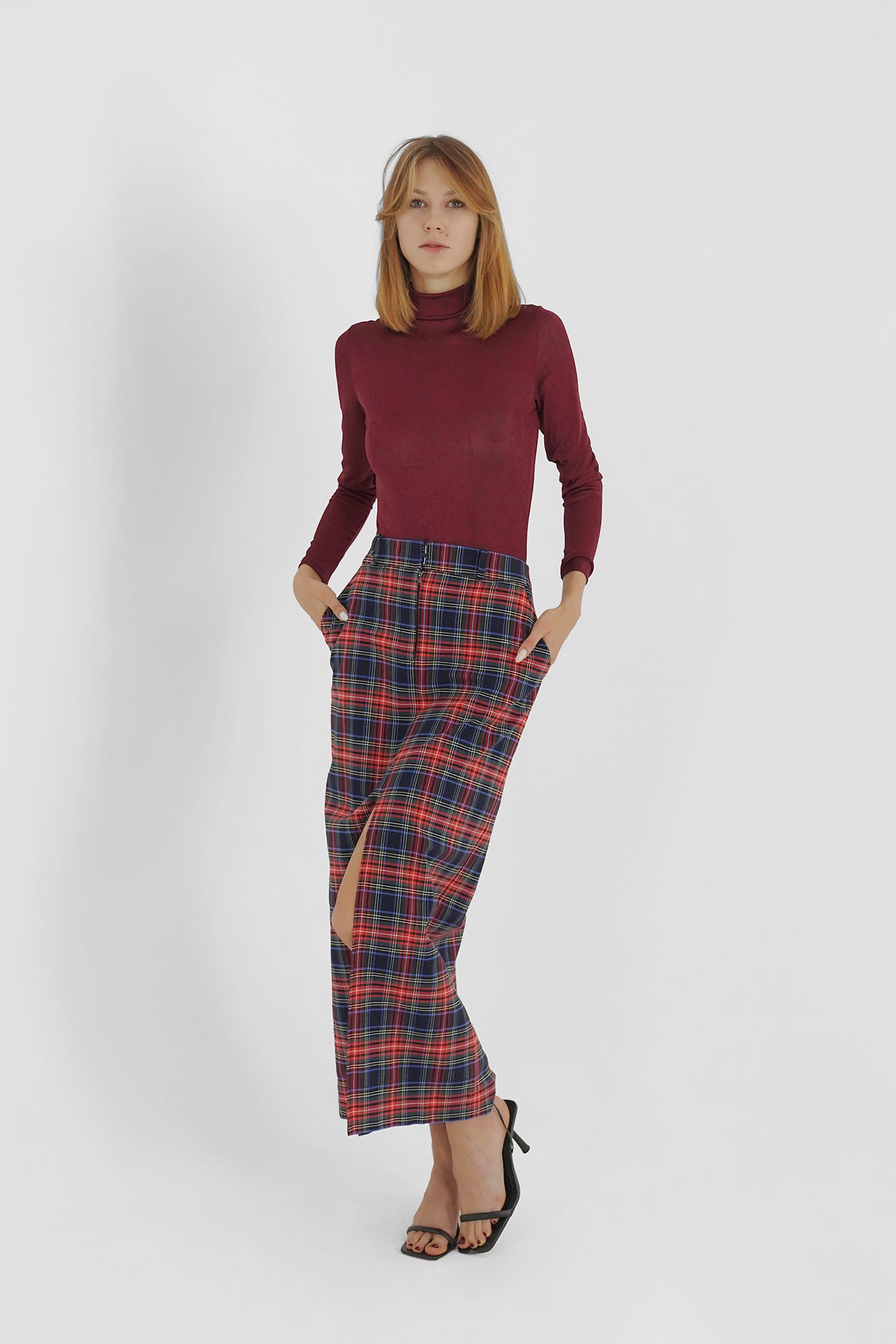 Tartan Check Pencil Skirt