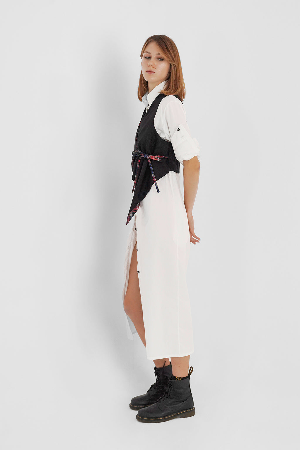 Asymmetric Reversible Tartan Vest