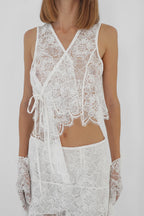 Asymmetrical lace vest