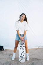 Hatar Cat Knocking Off Crop Tee