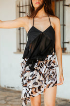 Asymmetric Animal Print Skirt