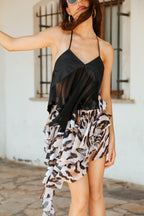 Asymmetric Animal Print Skirt