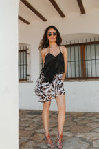 Asymmetric Animal Print Skirt