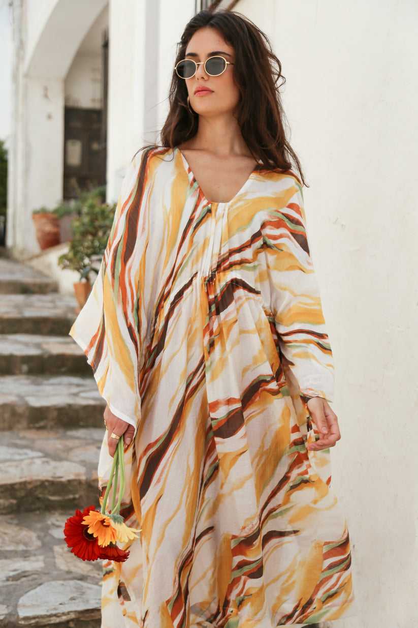 Multicolored summer kaftan