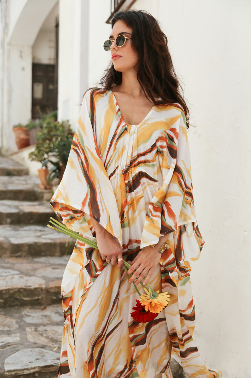 Multicolored summer kaftan