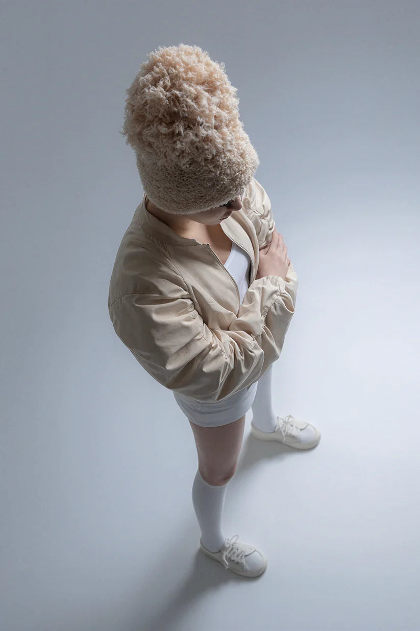 Teddy Beanie with Oversized Pom Pom