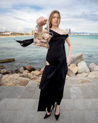 Asymmetrical draped maxi dress