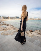 Asymmetrical draped maxi dress